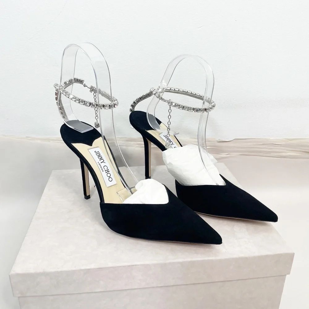 Jimmy Choo Saeda Suede Crystal Pump